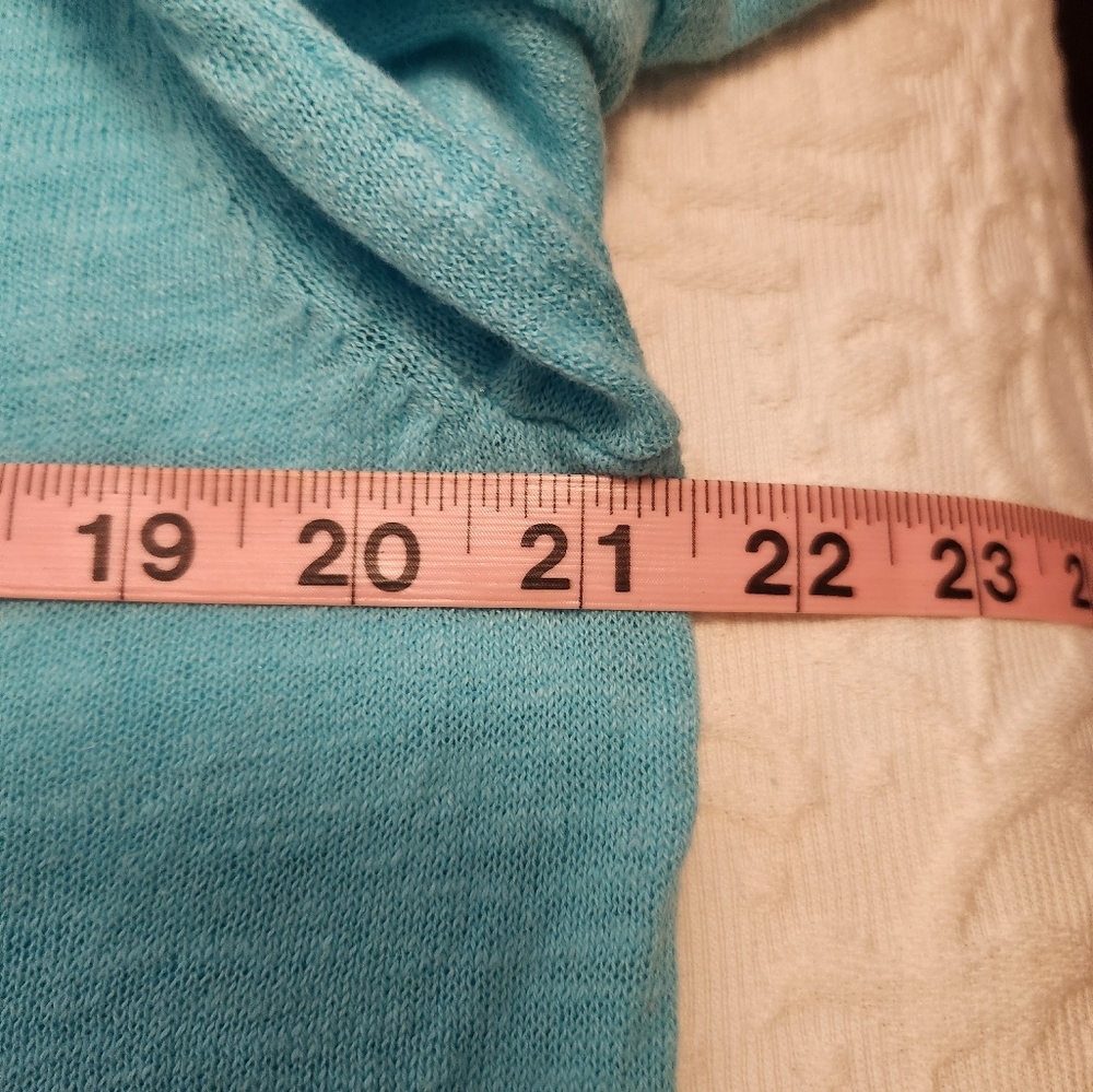 J. Jill Linen & Cotton Aqua Cardigan Sweater with V-Neck - Picture 7 of 8